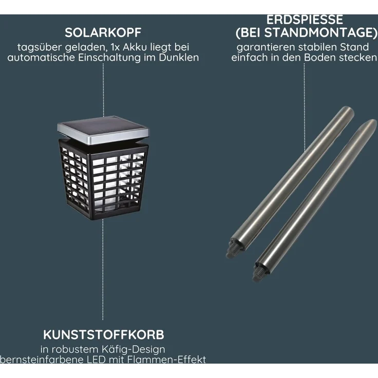 MeLiTec Solar Gartenleuchte SO46 flackernder Laterneneffekt – Bild 5