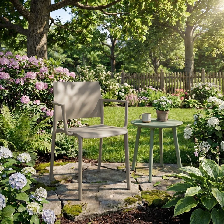 CLP Gartenstuhl wetterfest Valtor UV-beständig mit Armlehnen belastbar bis 150 kg,taupe – Bild 3