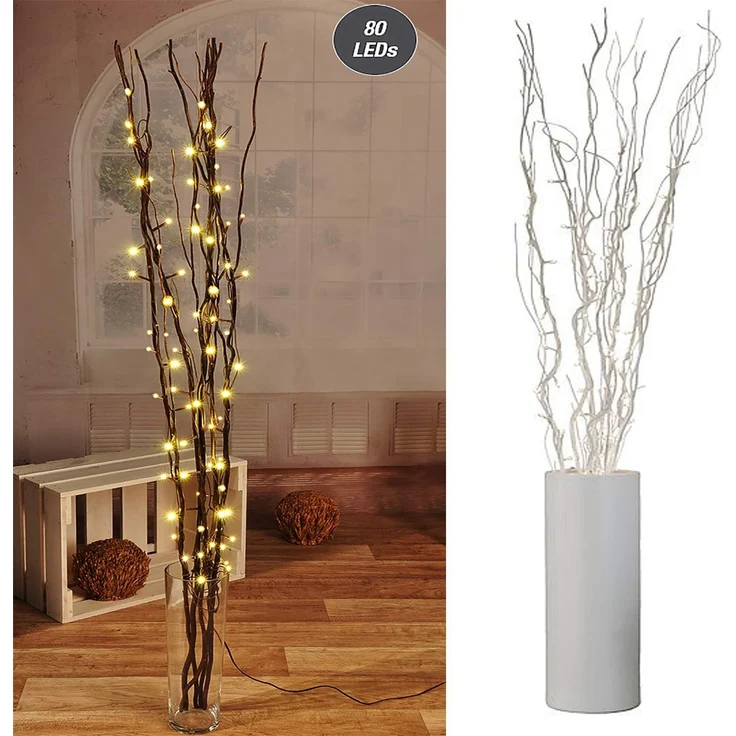 Mojawo Lichterzweige mit 80 LEDs, Kunststoff silber, 120 cm – Bild 3