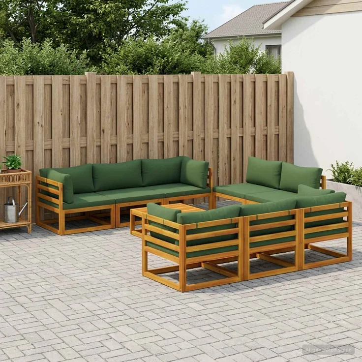 vidaXL 9-teiliges Garten-Lounge-Set, modular Natur Massivholz Akazie 3417256 – Bild 1
