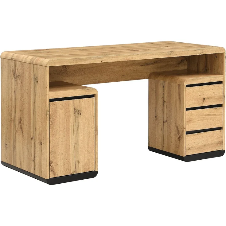 Vente-unique - Schreibtisch mit Stauraum - MDF - Natur und Schwarz SERGUEI – Bild 3
