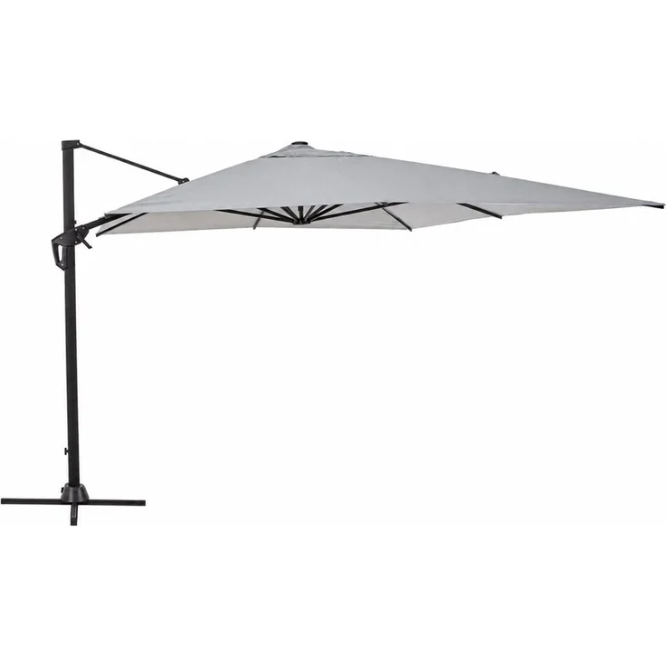 Sonnenschirm Gava aus Aluminium, quadratisch 3x3 m, hellgrau, 360° schwenkbar, mit Hülle – Bild 2