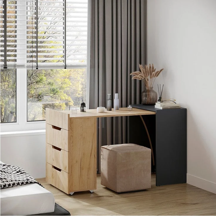 KOMTO Schreibtisch KOMTO Schreibtisch mit Stauraum – PC Tisch, Tisch FOLDY 128x60x75 cm – Bild 2