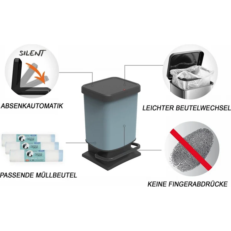 ROTHO Mülleimer Paso Mülleimer 20l mit Deckel, Kunststoff (PP recycelt) BPA-frei, hergestellt in der Schweiz – Bild 2