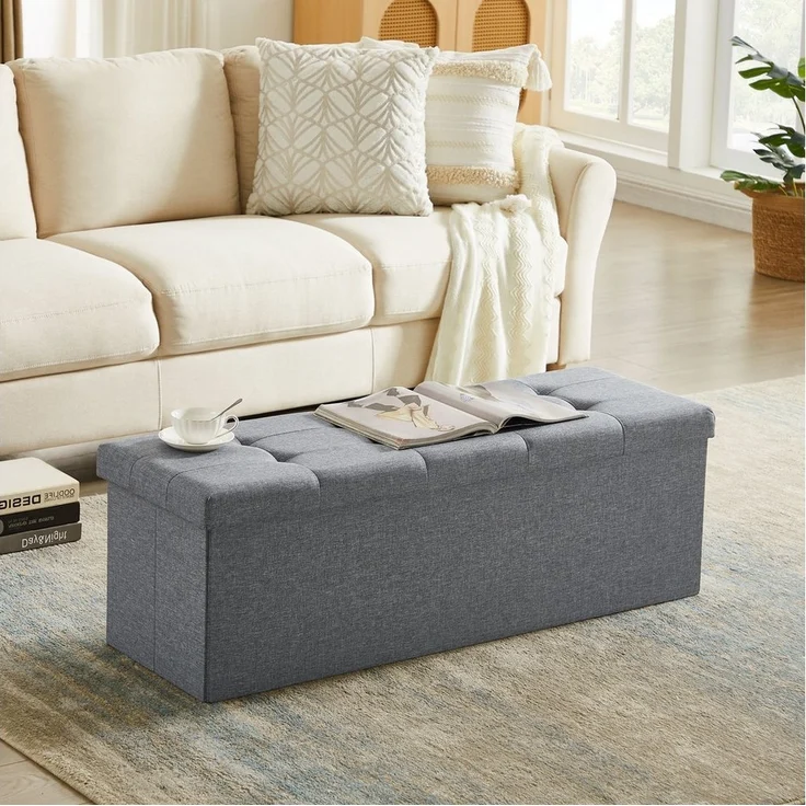 Zedelmaier Sitzbank 114cm mit Stauraum, Sitztruhe,faltbar Aufbewahrungsbox,Fußbank (ZD114), Fußhocker max. Belastbarkeit 300 kg, 120 L, 114x38x38 cm – Bild 3