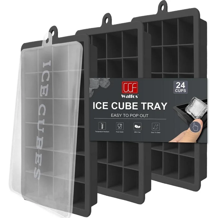 Walfos® Silikon Eiswürfelform 3x24 mit Deckel BPA-frei Cocktails Whisky 72 – Bild 1