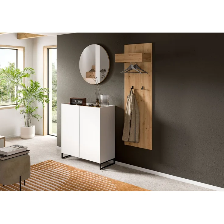 Garderobenkombination B/H/T: 197x175x32 cm in weiß Nachbildung und Artisan Oak Nachbildung – Bild 5