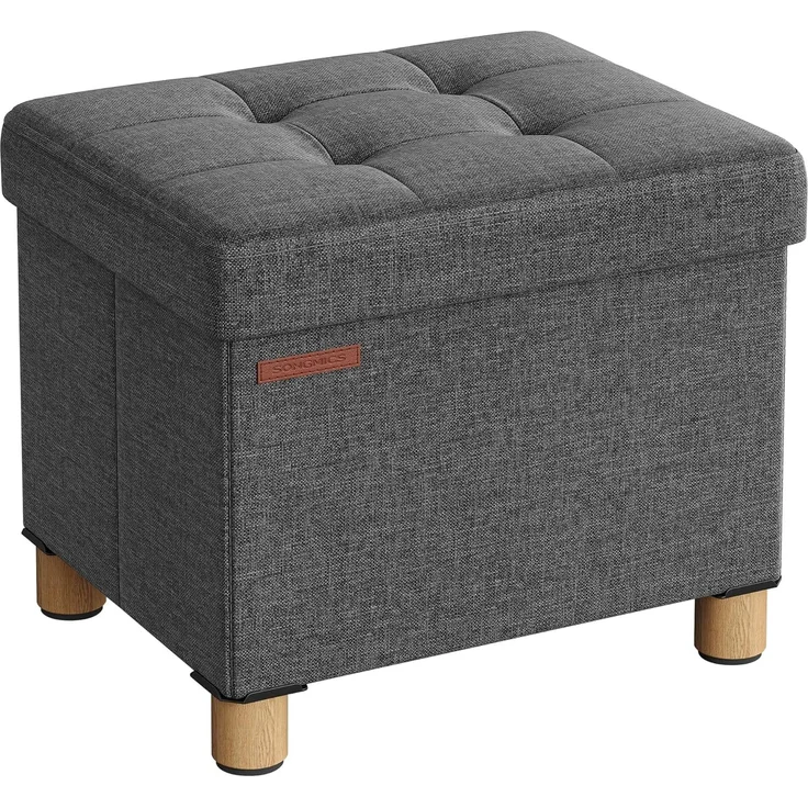 Songmics Sitzbank mit Stauraum, Schuhbank, klappbare Sitztruhe, Aufbewahrungsbox, Fußbank, 32 x 40 x 33,5 cm, für Wohnzimmer, Schlafzimmer, dunkelgrau LSF012G11 – Bild 1