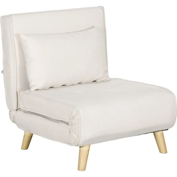 HOMCOM Schlafsofa Klappsessel mit Bettfunktion, Klappsessel 1 Teile, für Wohnzimmer, Cremeweiß – Bild 2