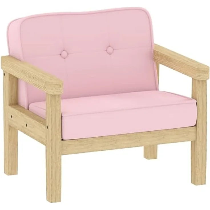 AIYAPLAY Kindersessel mit Holzrahmen, Cordoptik (Kindersofa, 1-St, gepolsterter Kinderstuhl), für Kinder von 3-8 Jahren, für Kinderzimmer, Spielzimmer, Rosa