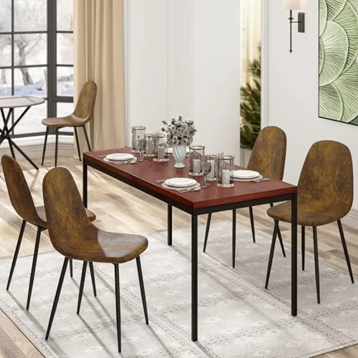 FurnitureR Bartisch 120x70 cm | MDF-Platte in Dunkelbraun | Metall-Gestell | Höhe 75 cm für Home-Bar & Party – Bild 2