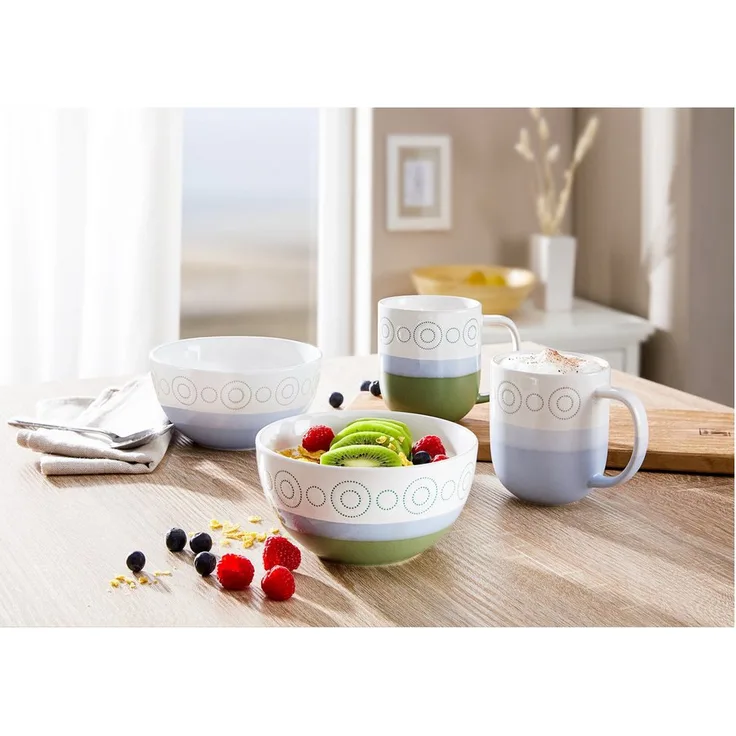 genialo Tasse 2er Set Keramik Kaffeebecher, 365 ml, spülmaschinengeeignet, modernes Design