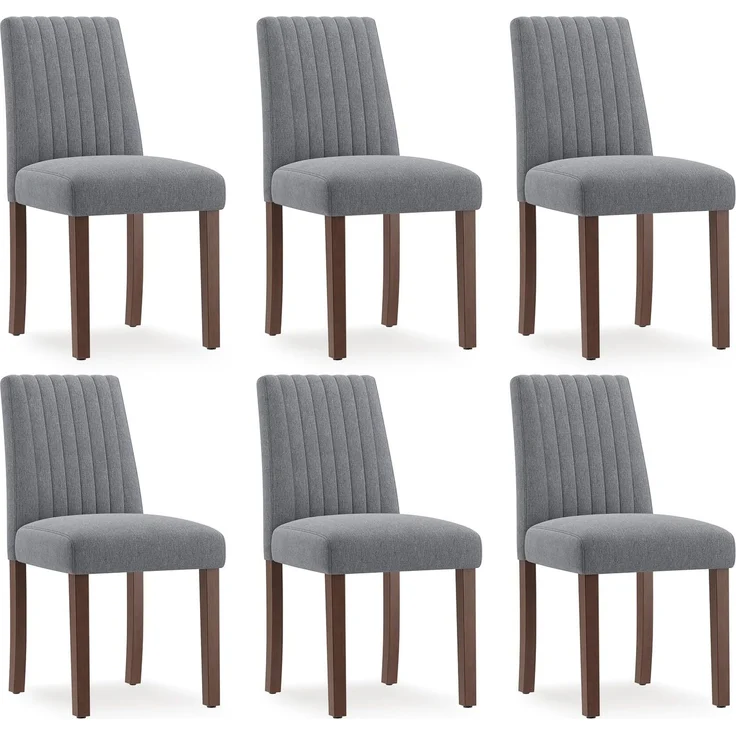 MALOL Esszimmerstühle 6er Set, Stuhl Esszimmer, Küche Essstühle, Gepolsterte Küchenstühle mit Rückenlehne & Holzbeinen, Stoff-Dining Chairs für Esszimmer, Restaurant, Dunkelgrau