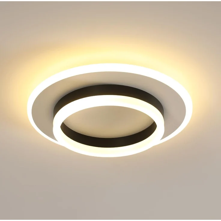 Goeco Deckenlampe LED, 28W Deckenleuchte Modern Rund, 3000K Warmweiß, Deckenbeleuchtung Schlafzimmer, Flur, Küche, Balkon, Weiß und Schwarz – Bild 1
