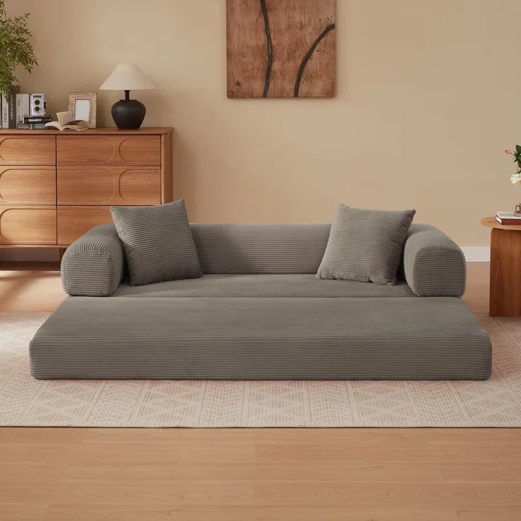 Wohnora-Knochenloses Sofa-Kombinationssitz, Schlafsofa, das in ein Schlafbett umwandelt werden kann, Tatami-Bodensofa für Wohnzimmer, Schlafzimmer und Wohnungen Klappsofa,H 59cm x T 195cm x B 89cm,Taupe – Bild 2