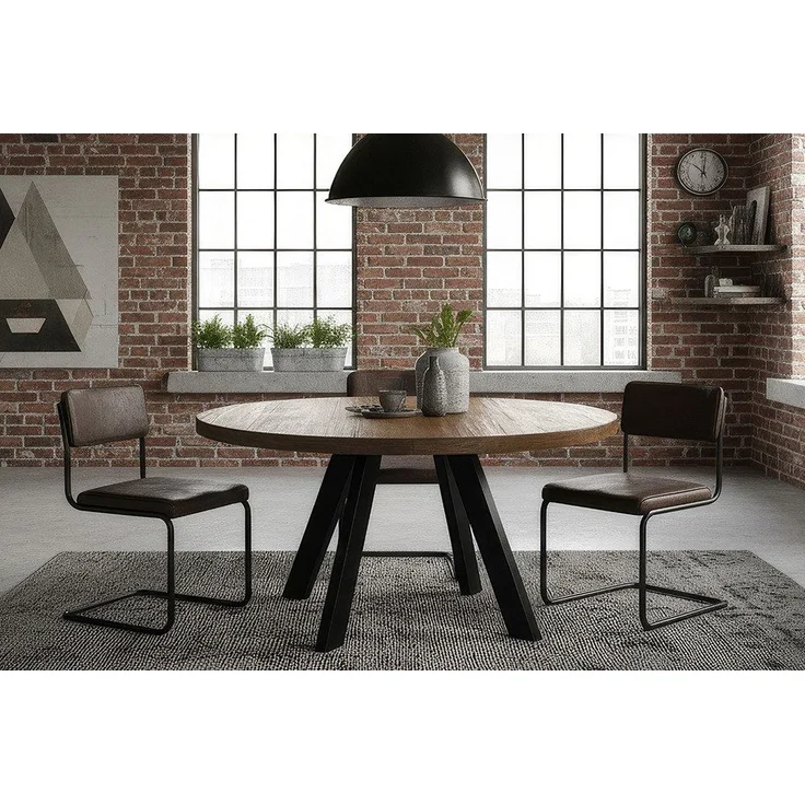 riess-ambiente Esstisch RON CRAFT 120cm taupe-braun – Mango-Massivholz, rund (Einzelartikel, 1-St), Holztisch im Industrial-Look – ideal für Küche oder Essbereich – Bild 2