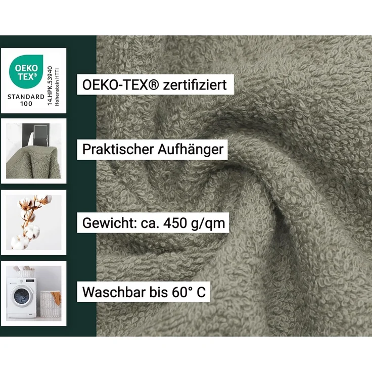 ZOLLNER Saunatücher 2er Set, 70x180 cm, Baumwolle, 450g/qm, taupe – Bild 3