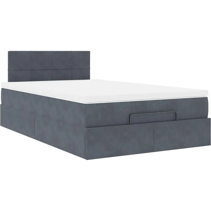 vidaXL Ottomane Bett mit Matratze & LEDs Dunkelgrau 120x190 cm Samt 3312609 – Bild 5