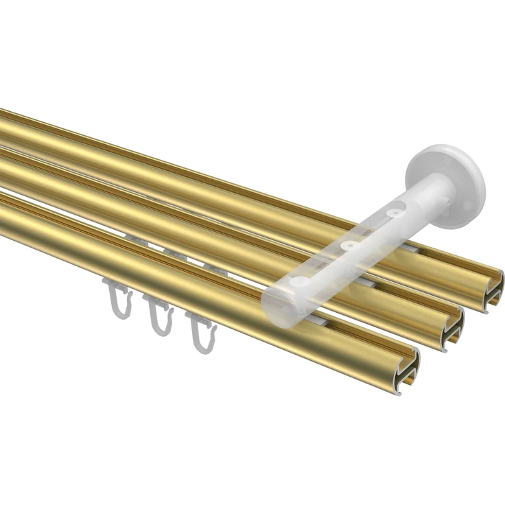 Innenlauf-Gardinenstangen-Set Siteno Sitra 520 cm (geteilt in 4 x 130 cm), 3-läufig, 20 mm Ø Messing-Optik – Bild 3