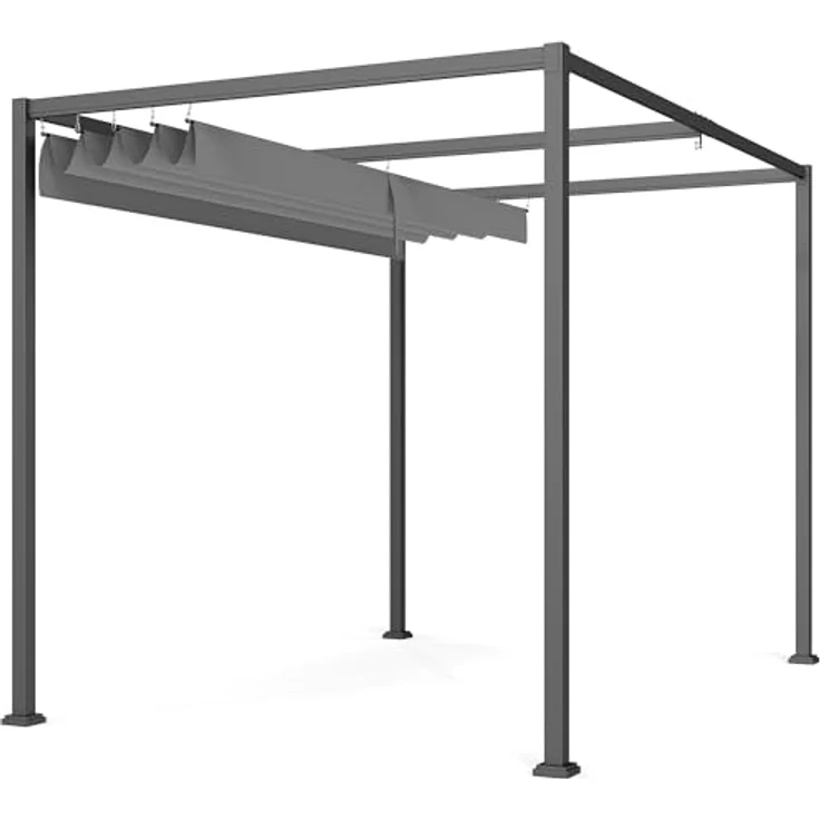Outsunny Pergola 3x2m Gartenpavillon mit verstellbarem Dach, UV- und Wasserschutz, freistehendes Metall-Dach für Terrasse und Garten, grau – Bild 1