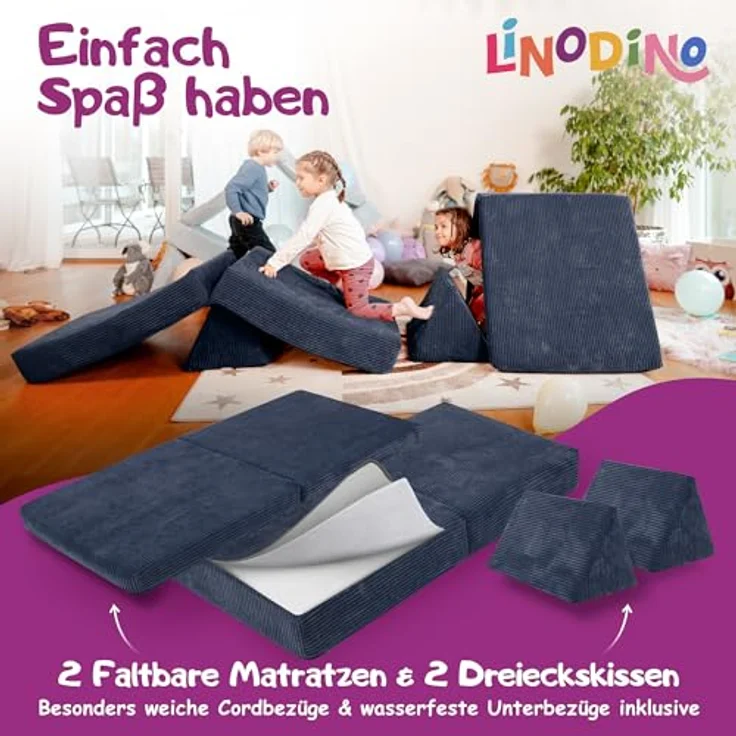Linodino Kindersofa Spielsofa I aus Schaumstoff Bausteine I Spielcouch für Kinder, 3 Jahre Garantie – Bild 5