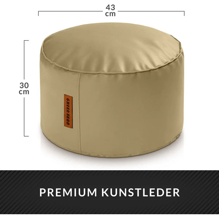 Green Bean® Sitzhocker aus Kunstleder - Pouf mit EPS Perlen Füllung - 43 x 30 cm - perfekte Ergänzung zum Sitzsack - helles Kamel – Bild 4
