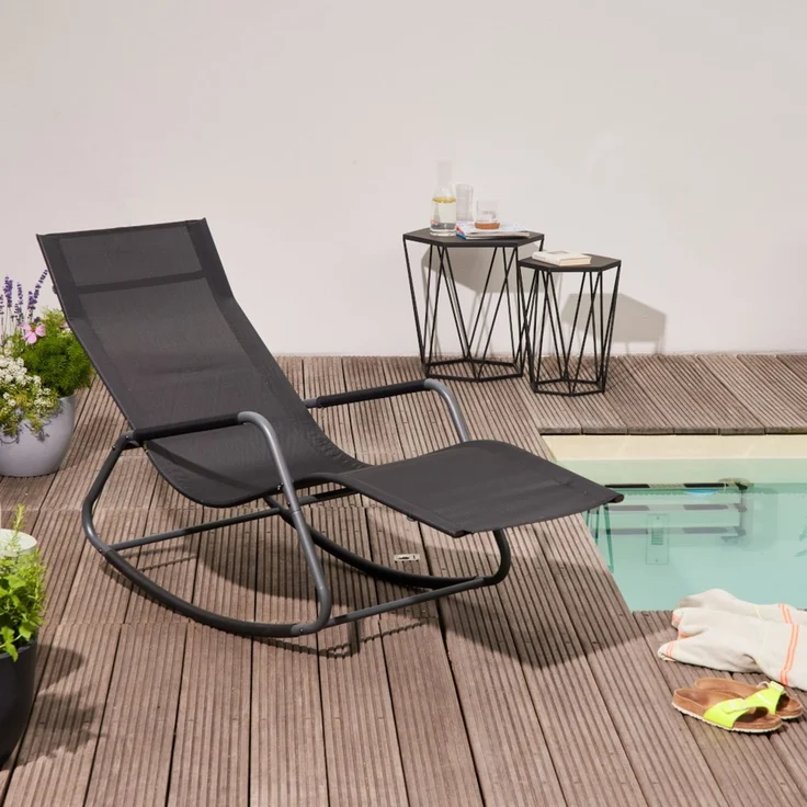 SIENA GARDEN 'Aliano' Schaukelliege mit Kissen, Black – Bild 8