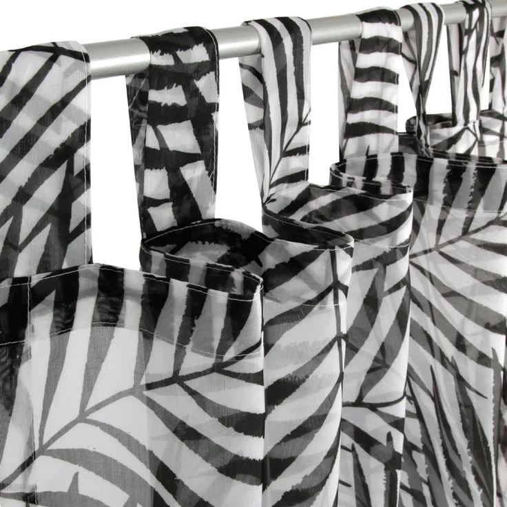 Arsvita Gardine (Black&White) Voile mit Schlaufen 140x245cm Schlaufenvorhang für zu Hause, transparente und moderne Fensterdekoration – Bild 2