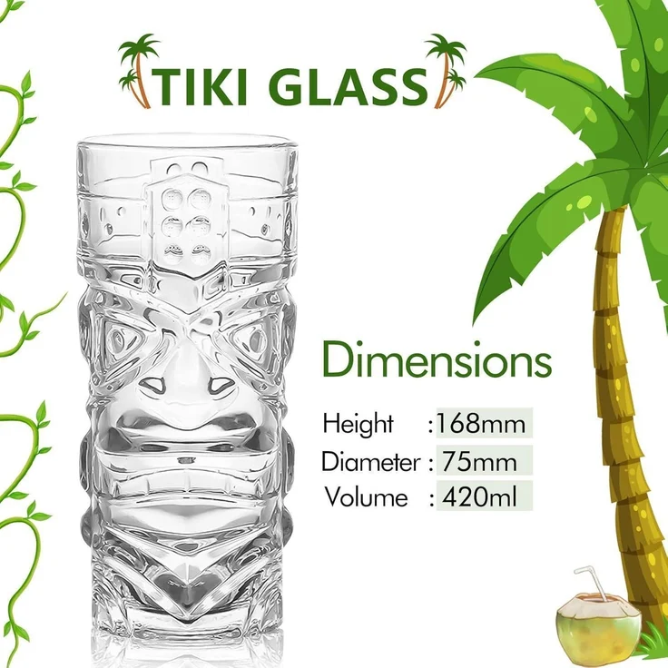 INFTYLE Tiki Cocktail Gläser Set 2-14 oz - Exotische Cocktails, Mai – Bild 3