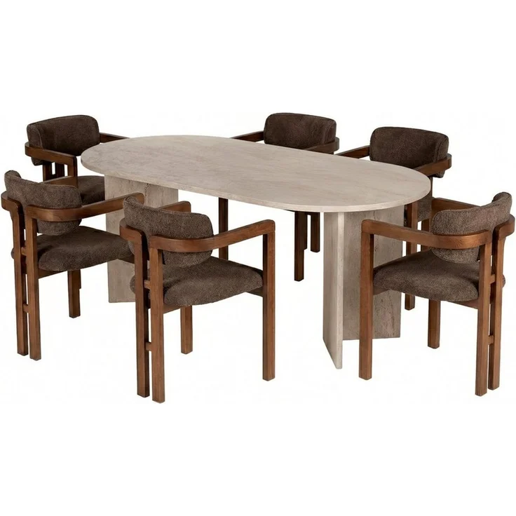Skye Decor Essgruppe Sablin Boho Set, (Set, 7-tlg, 1 Tish, 6 Stühle), bestehend aus 6 Stühl und 1 Tish Modernes Esszimmer Set – Bild 1