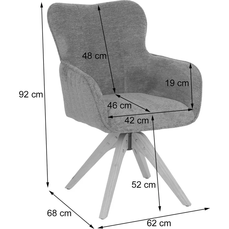 2er-Set Esszimmerstuhl HWC-Q35, Küchenstuhl Armlehne drehbar Auto-Return, Stoff Chenille (680g/m²) Holz MVG ~ senfgelb – Bild 3