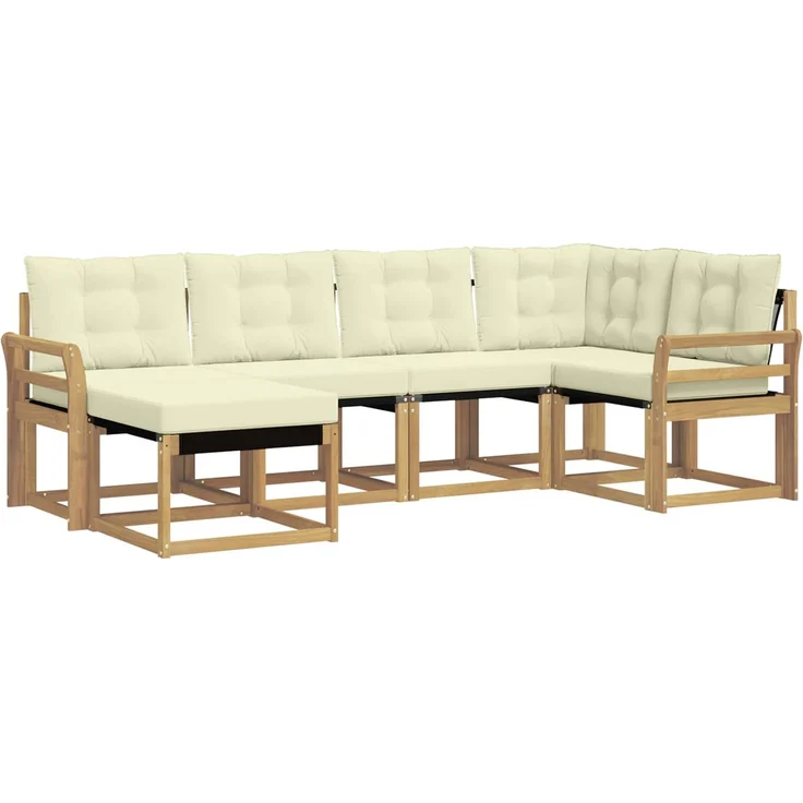 vidaXL Outdoor-Sofagarnitur 6 stk. 6-Sitzer Weiß und Creme 3389644 – Bild 2