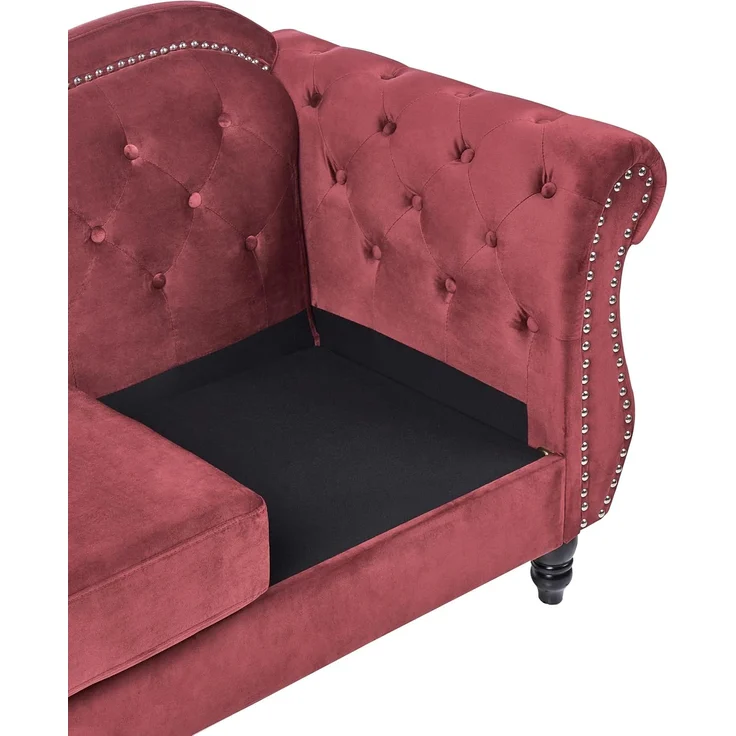 Sofa 3-Sitzer SKIEN Samtstoff Dunkelrot – Bild 8
