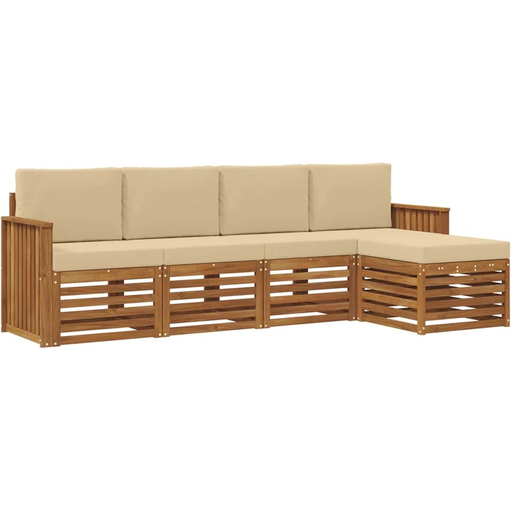 vidaXL Outdoor-Sofagarnitur 5 stk. 5-Sitzer Natur und Beige 3374648 – Bild 2