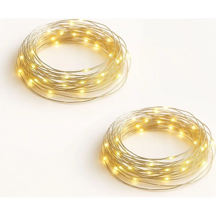 matches21 HOME & HOBBY LED-Lichterkette Mini Lichterkette 2 m, 40 LED Timer Batterie warmweiß innen, 40-flammig, Micro Draht Beleuchtung Indoor Leuchtdeko