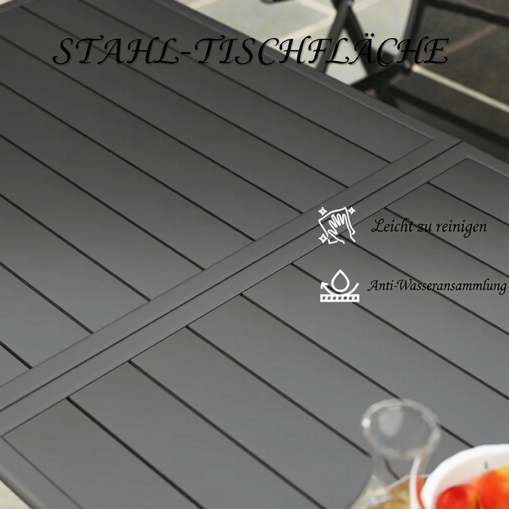 Stilvoller Terrassentisch,Moderner Gartentisch,Praktischer Outdoor-Esstisch,Eleganter Tisch(nur mit Tisch)--Herde--150x80x74cm--YOUDENOVA – Bild 5