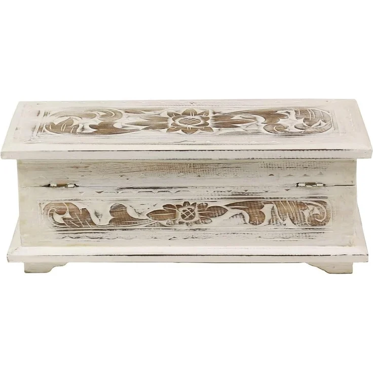 Oriental Galerie Truhe Weiße Truhe Blumen Klein 40 cm Design 2 – Bild 5