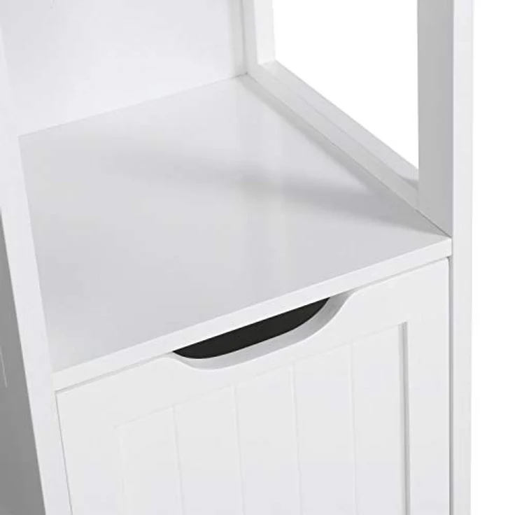 Yaheetech Badschrank, Badkommode, lackiertes Badregal weiß, Badezimmer Schrank mit abnehmbaren Schubladen, Nachtkommode, Eckkommode, 30 x 30 x 89 cm LBH – Bild 9