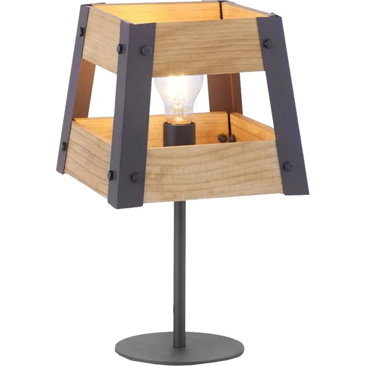 Tischleuchte, Holz, Eisen, braun-schwarz, Höhe 40 cm, CRATE