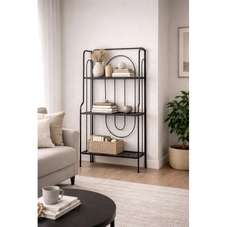 Metall Standregal 60x28x120 cm Schwarz – 3 Ablagen Gitterböden – Balkon/Terrasse – Bild 4