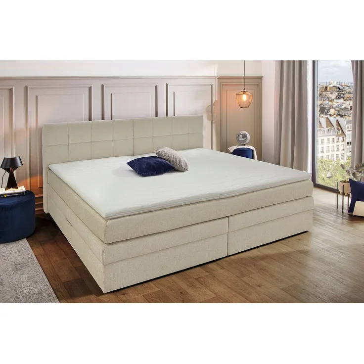 Jockenhöfer Gruppe Boxspringbett CASA GRANDE, mit Bettkasten, inkl. 7-Zonen-TTFK H3/H4, mit Kaltschaum-Topper, Chenille-Bezug, 240 cm x 200 cm