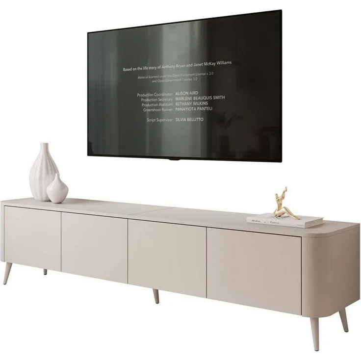 Lookway TV-Schrank CELESTE PUSH OPEN mit Beleuchtung auf Füßen (2x TV-Schrank mit LED Beleuchtung) 200x40x46,5 cm