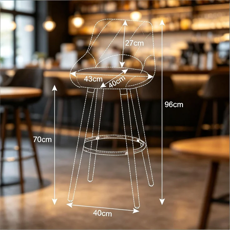 Komfortabel Bar Stuhl,Multifunktionaler Stuhl,Rückenlehne für Essstühle,für Küchen,Bars,Schmuckgeschäfte(Es ist nur ein Bar Stuhl enthalten)--Weiß--43x40x70cm--YOUDENOVA – Bild 9