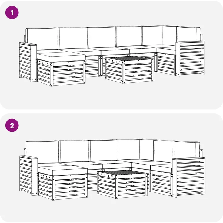 vidaXL Outdoor-Sofagarnitur 8 stk. 8-Sitzer Weiß und Hellgrau 3392241 – Bild 8