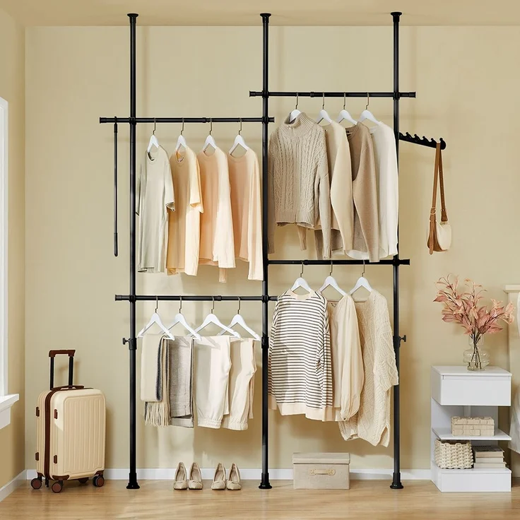 SoBuy KLS03-II-SCH Garderobenständer, Metall, Pulverbeschichtung, Schwarz, 62 x 200 x 75 cm – Bild 5