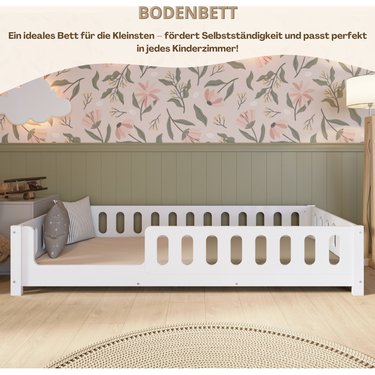 Crazy Pine 'Crazy Ethan' Kinderbett mit Rausfallschutz, Holz weiß, 90x190 cm, Links – Bild 7
