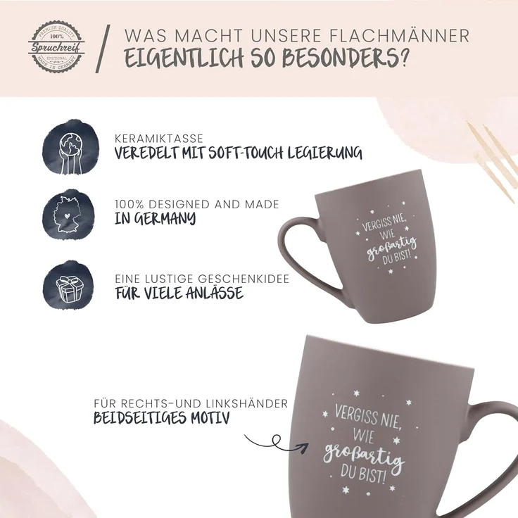 Spruchreif® Tasse SOFT-TOUCH-Tasse mit beidseitiger Gravur, Geschenkidee Teeliebhaber – Bild 4
