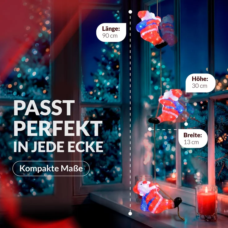 Deuba LED Acryl Figur Außen Weihnachtsmann Trio beleuchtet Weihnachtsdeko Weihnachten Weihnachtsfigur – Bild 3