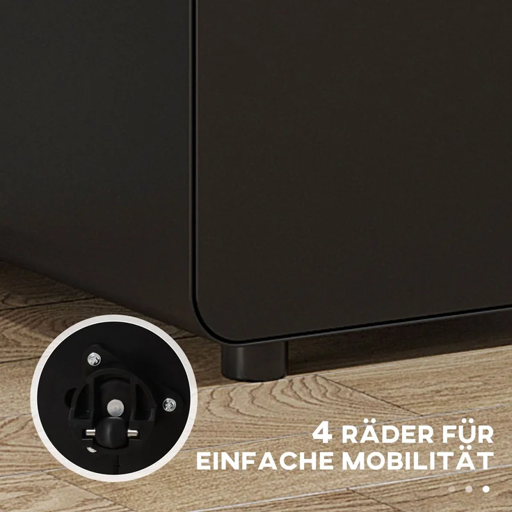 Rollcontainer mit 3 Schubladen mobiler Aktenschrank mit Rollen abschließbar Büroschrank mit Hängeregistratur Stiftfach, Bürocontainer Schreibtisch Unterschrank für Büro 39x48x59cm Schwarz--Schwarz--59x48x39cm--YOUDENOVA – Bild 7