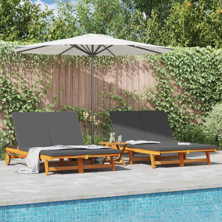 vidaXL Sonnenliege Braun 125 x 200 x 84 cm Massivholz Akazie 3325189 – Bild 1